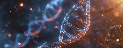 Glowing Double Helix Dna In Blue And Orange Colour With Blur Bokeh