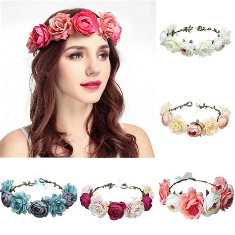 Temacd Bride Wedding Artificial Flowers Headband Hair Band Garland