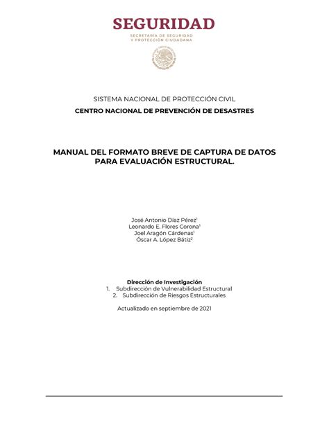 Manual Eval Estructuras Mx SISTEMA NACIONAL DE PROTECCIN CIVIL