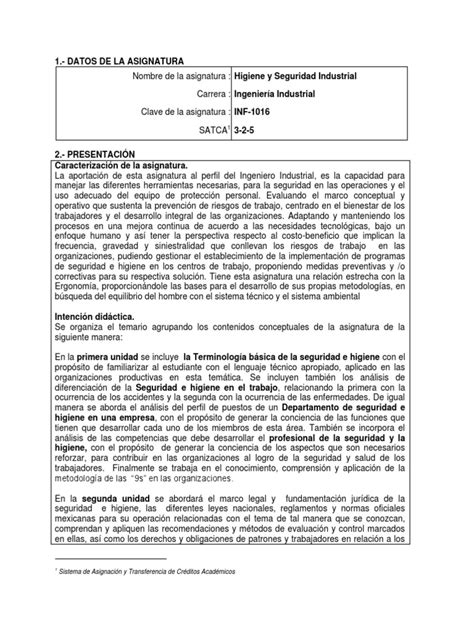 Hacia La Seguridad Y Salud Laboral Presentación De La Asignatura