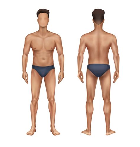 Premium Vector Illustration Of Standing Naked Man In Trunks Male Body