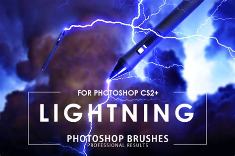 Lightning Photoshop Brushes on Yellow Images Creative Store