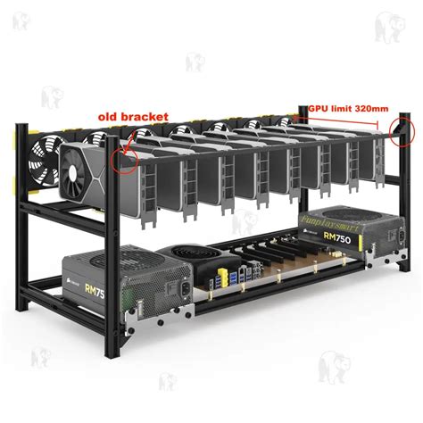 Funplaysmart V3c 8 Gpu Aluminum Mining Case Stackable Rig Rack Open