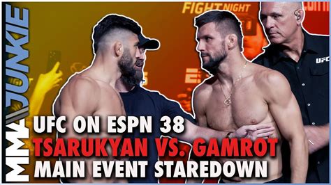 Arman Tsarukyan Vs Mateusz Gamrot Faceoff Ufc On Espn Staredown