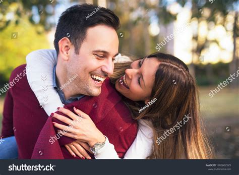 Close Girlfriend Hugging His Boyfriend While Stock Photo 1705602529 ...