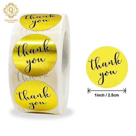 Gold Queen 500pcs Roll Golden Thank You Stickers Thank Yousticker