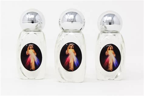 Direct From Lourdes Glass Hexagonal Divine Mercy Holy Water Bottles