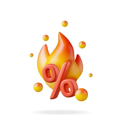 3d Por Ciento Firmar Y Fuego Fuego Icono Aislado Hacer Fuego Y