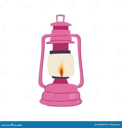 Light Kerosene Lamp Cartoon Vector Illustration Stock Illustration