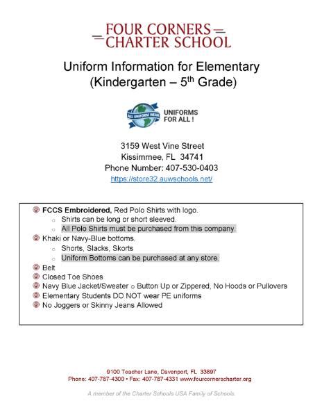 Home - School Uniforms - Four Corners Charter School