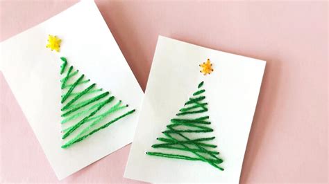 Stitched Christmas Cards - String Art * Moms and Crafters