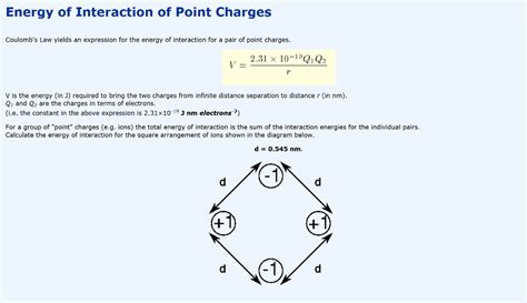 Solved Energy Of Interaction Of Point Charges Coulombs Law