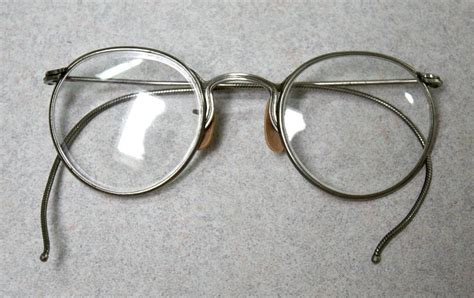 Antique Vintage Eyeglasses Spectacles – 30’s Metal Wire Frame / Round Lenses – Wrap Around ...