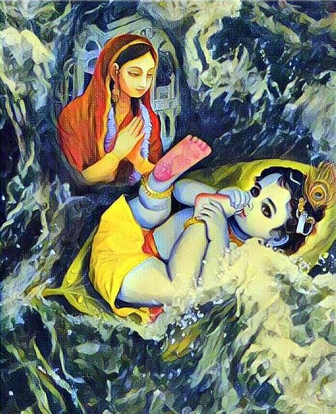 Yamuna Devi Praying To Bal Krsna Hindu Art Pichwai Paintings