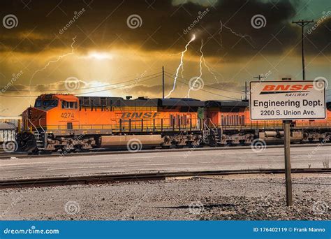 Bnsf Rail Line Signal Arm Long Exposure At Night At Railroad Crossing Stock Image ...