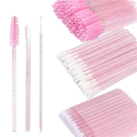 Gcqq 300 Disposable Mascara Brushes And Lip Applicators And Microswabs Kit 100 Pink