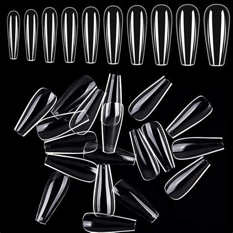 Rnitle 500 Pièces 10 Tailles Différentes Faux ongles et Capsules