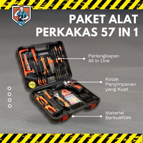 Promo Set Alat Perkakas Tool Kit Bor Listrik Palu Tang Obeng Kunci