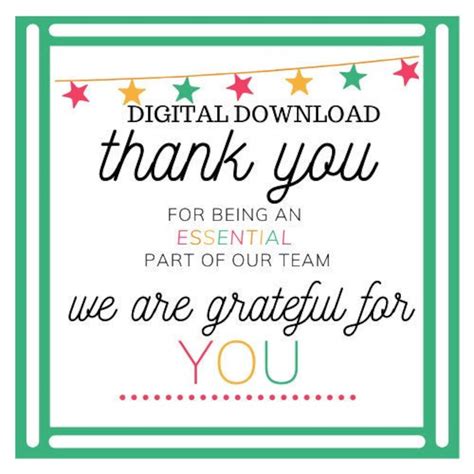 Thank You For Being An ESSENTIAL Part Of Our Team Printable Etsy UK