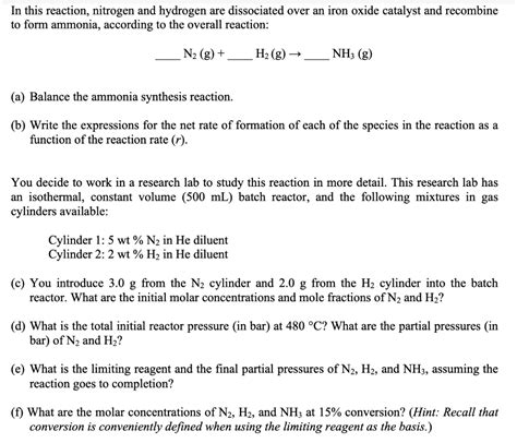 Solved In This Reaction Nitrogen And Hydrogen Are Chegg