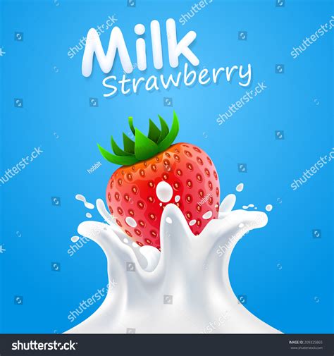 Label Milk Strawberry Vector Illustration Stock Vector Royalty Free