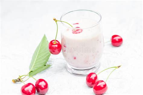 Refreshing Summer Drink Fruit Cocktail Cherries Stock Image Image Of