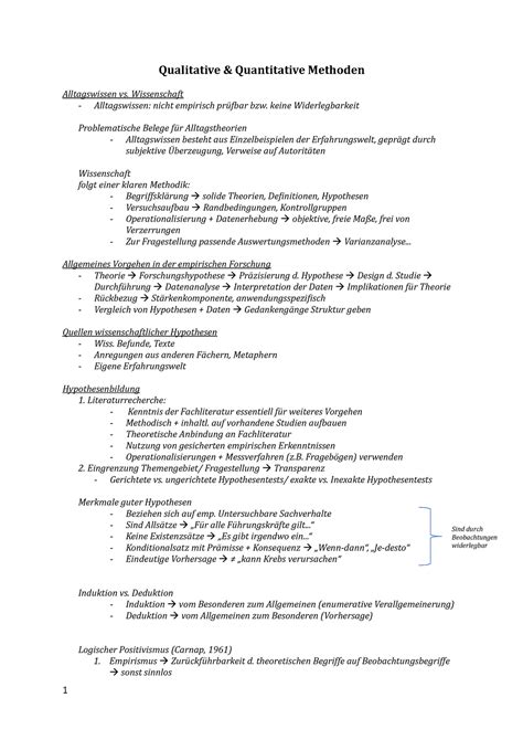 Qualitative Und Quantitative Forschungsmethoden Zusammenfassung