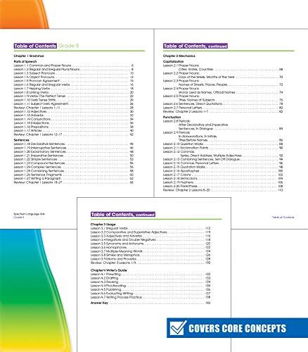 Spectrum 5th Grade Language Arts Workbook Grammar Vocabulary Parts