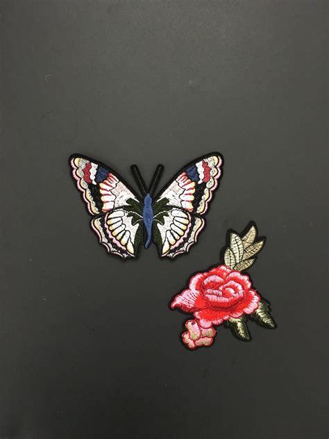 Iron On Patch Rose Embroidery Patch Gucci Style Patch Butterfly Iron On