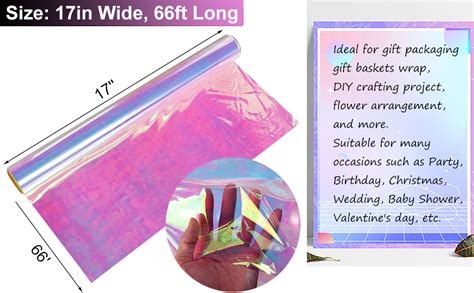 Syogua 66 Ft Iridescent Cellophane Wrap Roll 17 Wide X