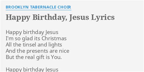 Happy Birthday Jesus Lyrics By Brooklyn Tabernacle Choir Happy