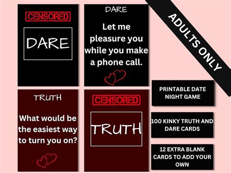 Truth Or Dare Couples Games Adult Game Cards Date Night Etsy