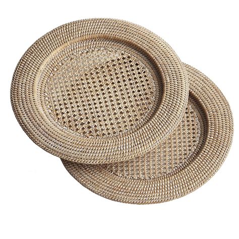 Brown Round Rattan Charger Plate For Serving Homeware Crafts