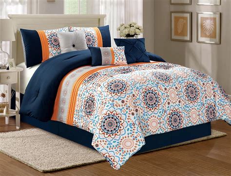 Best Queen Orange And Blue Bedding The Best Home