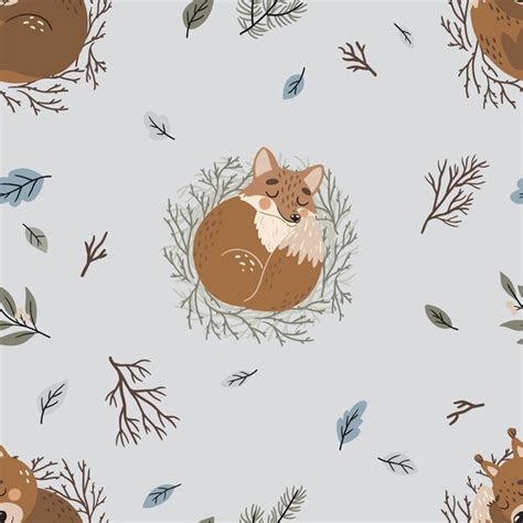 Premium Vector Vector Seamless Pattern Illustration With Cute Foxes