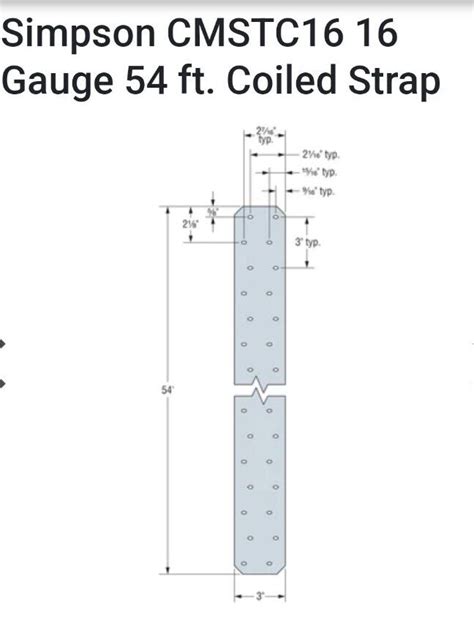 Simpson Strong Tie CMSTC16 54ft 16 Gauge Galvanized Coiled Strap EBay