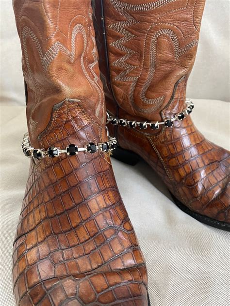 Black Rhinestone Cowgirl Boot Bracelets Single Strand Boot Etsy