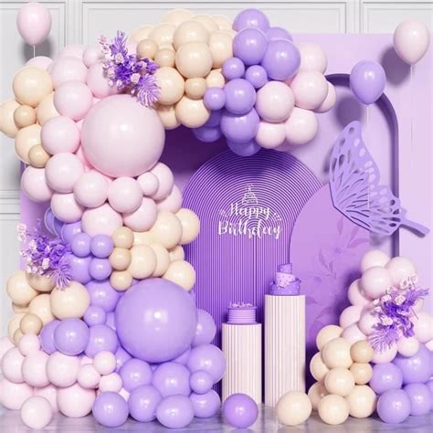 Kit Arche Ballons Rose Violet Pcs Pastel Rose Orange Violet Ballon