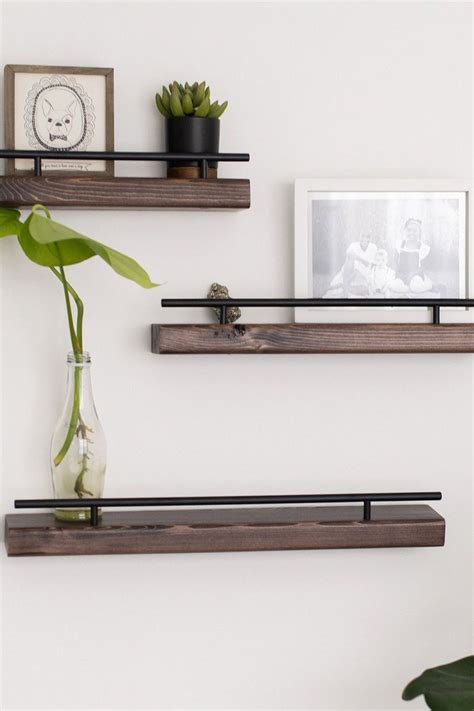 Rustic Floating Wall Shelf Narrow Flush Mount Shelving Etsy