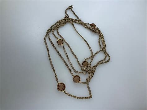 Vintage 52 Necklace Gold Toned Chain With Champagne Stones Used - Etsy