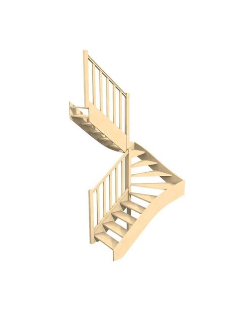 Escalier Rocles Double Quart Tournant Rampe A Fuseau Bois