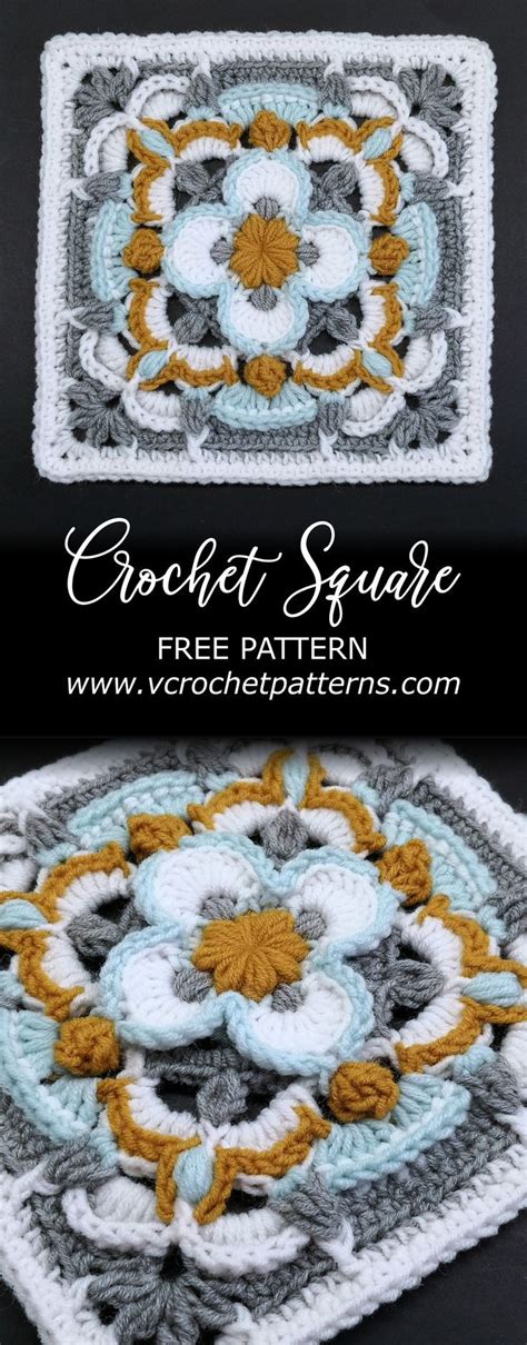 two crocheted squares with flowers on them and the words crochet square ...