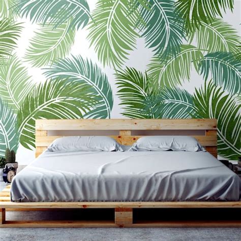 Palm Leaf Stencil Tropical Leaf Stencils For Walls Large Etsy Uk