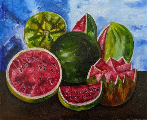 Viva la Vida, Watermelons (by Frida Kahlo) Painting by Elliott Bird ...