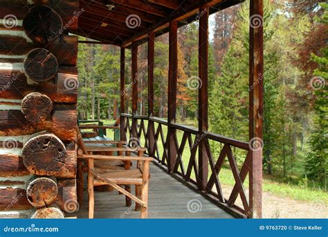 Log Cabin Porch Stock Photo - Image: 9763720