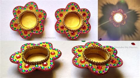 Diya Stand From Waste Material Diya Decoration Ideas Easy Diwali