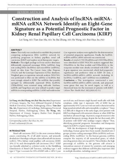 Construction And Analysis Of Lncrna Mirna Mrna Cerna Network Identify