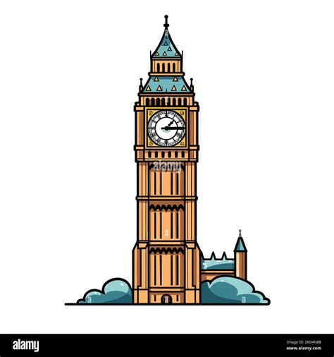 Big Ben. Big Ben hand-drawn comic illustration. Vector doodle style ...