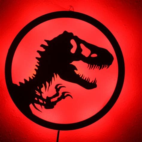 Jurassic Park Jurassic World Wooden Led Wall Light Etsy