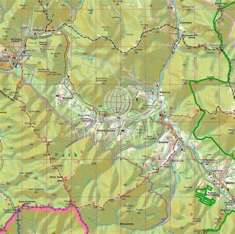 BIESZCZADY MAPA TURYSTYCZNA NA ŚCIANĘ W RAMIE